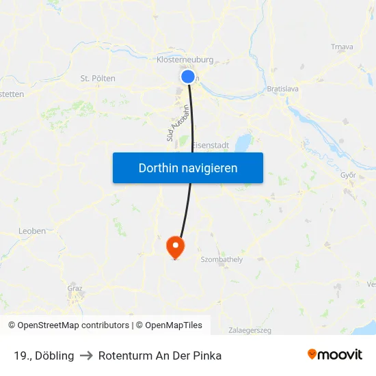 19., Döbling to Rotenturm An Der Pinka map