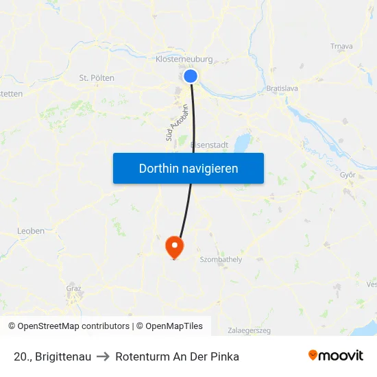 20., Brigittenau to Rotenturm An Der Pinka map