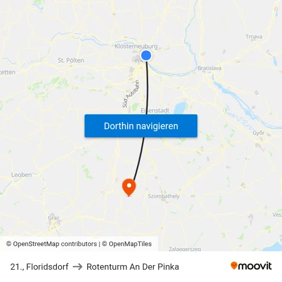 21., Floridsdorf to Rotenturm An Der Pinka map