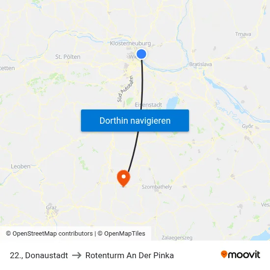 22., Donaustadt to Rotenturm An Der Pinka map