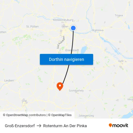 Groß-Enzersdorf to Rotenturm An Der Pinka map