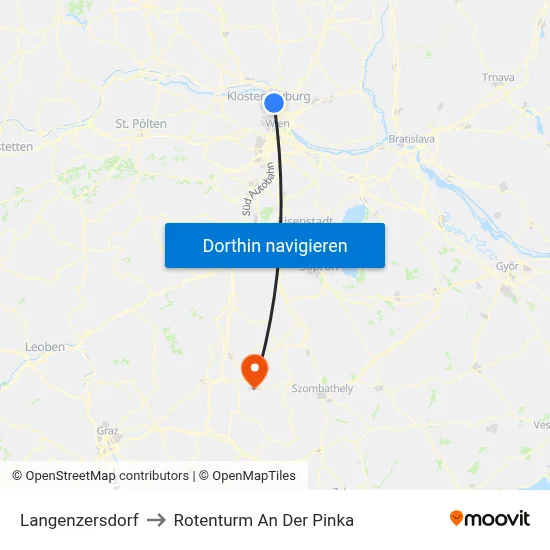 Langenzersdorf to Rotenturm An Der Pinka map