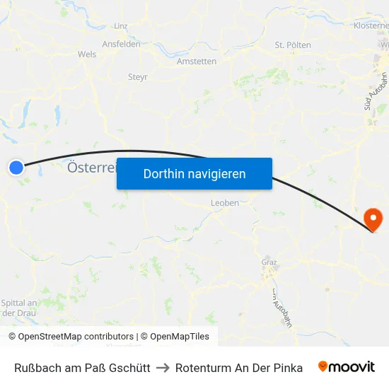 Rußbach am Paß Gschütt to Rotenturm An Der Pinka map