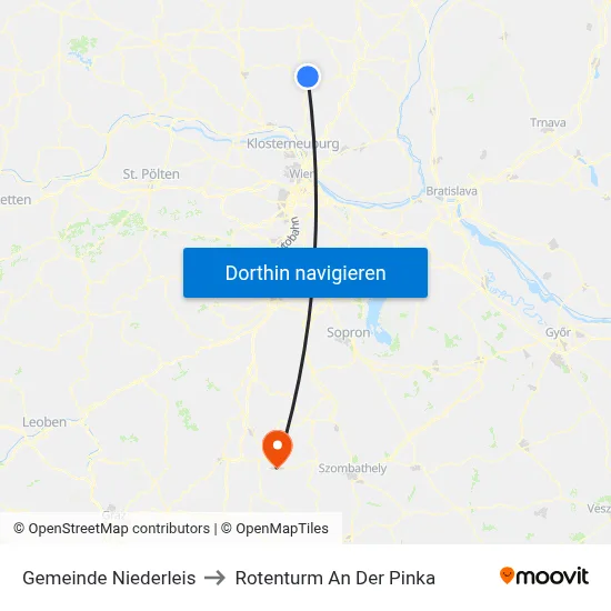 Gemeinde Niederleis to Rotenturm An Der Pinka map
