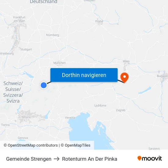 Gemeinde Strengen to Rotenturm An Der Pinka map