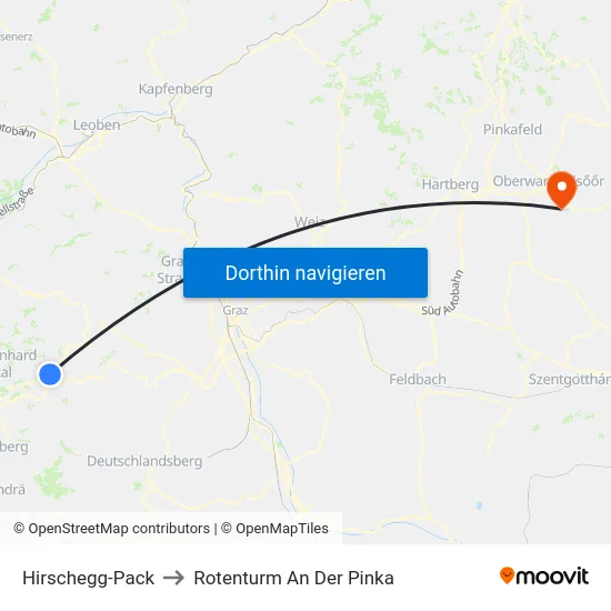 Hirschegg-Pack to Rotenturm An Der Pinka map