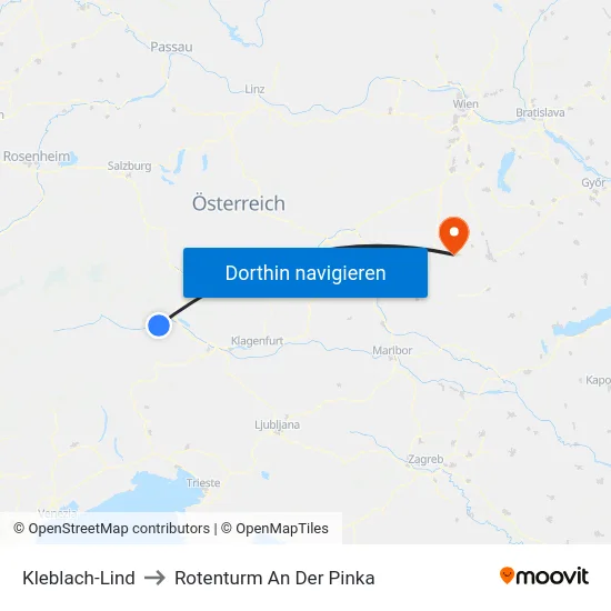 Kleblach-Lind to Rotenturm An Der Pinka map