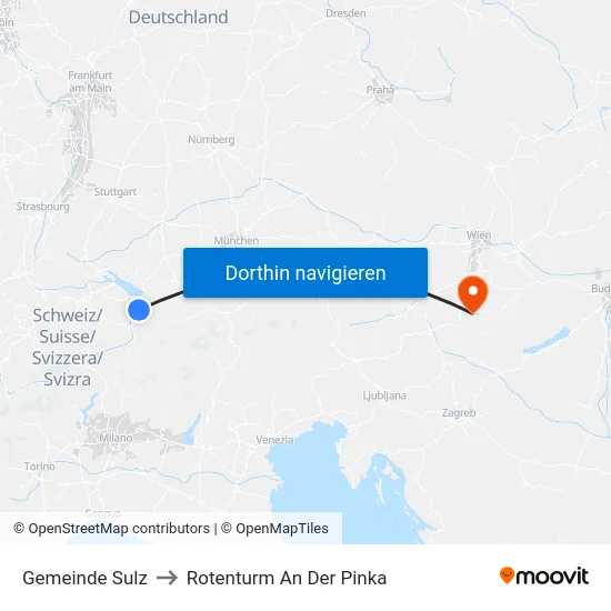 Gemeinde Sulz to Rotenturm An Der Pinka map