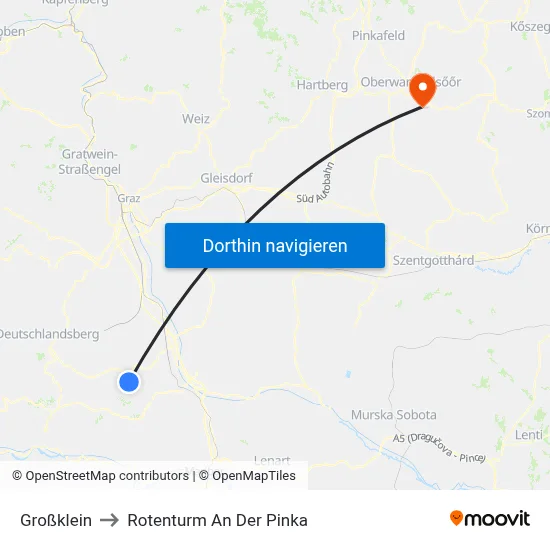 Großklein to Rotenturm An Der Pinka map
