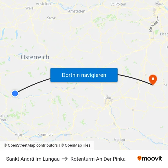 Sankt Andrä Im Lungau to Rotenturm An Der Pinka map