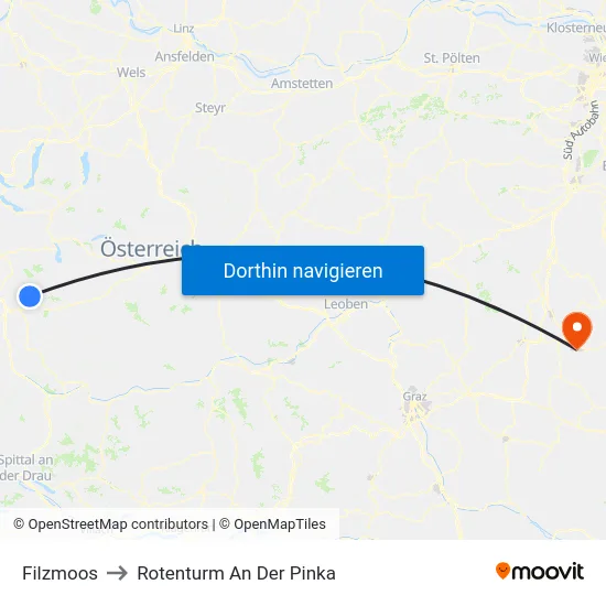 Filzmoos to Rotenturm An Der Pinka map