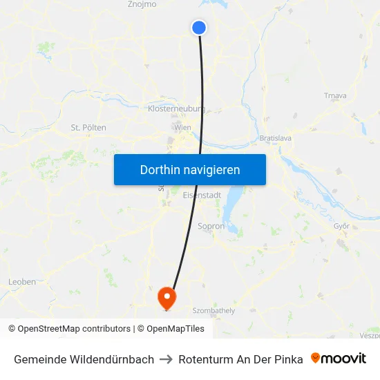 Gemeinde Wildendürnbach to Rotenturm An Der Pinka map