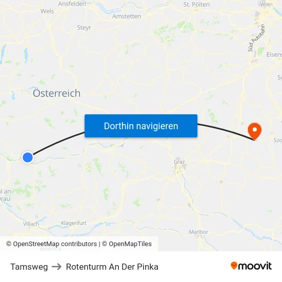 Tamsweg to Rotenturm An Der Pinka map