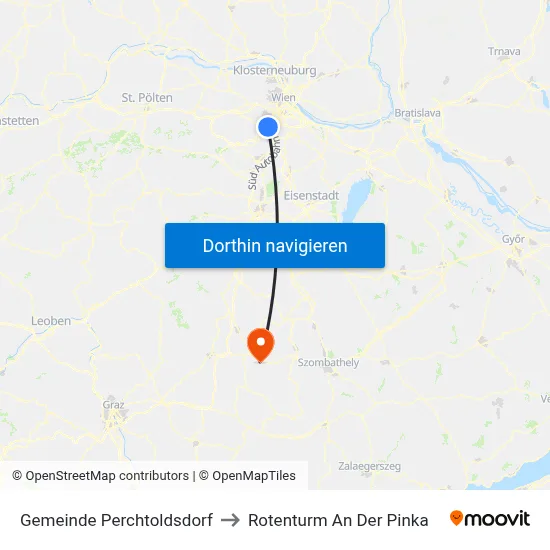 Gemeinde Perchtoldsdorf to Rotenturm An Der Pinka map