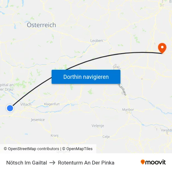 Nötsch Im Gailtal to Rotenturm An Der Pinka map