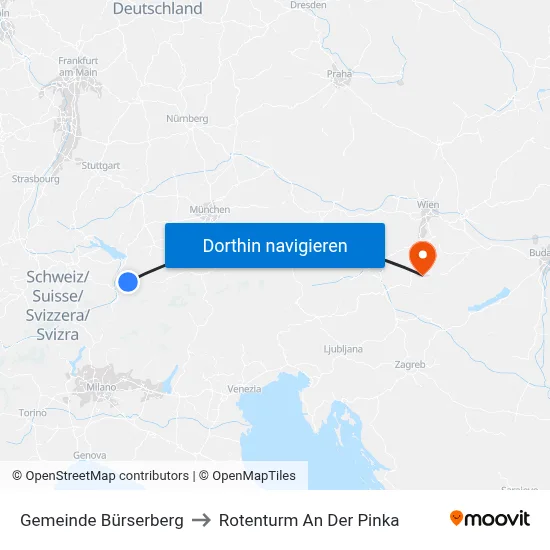 Gemeinde Bürserberg to Rotenturm An Der Pinka map