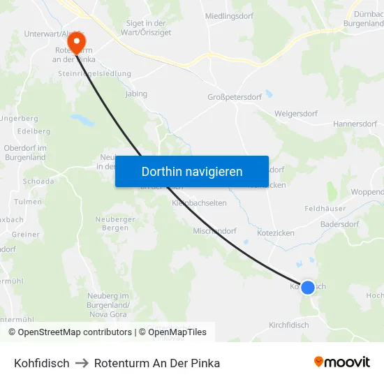 Kohfidisch to Rotenturm An Der Pinka map