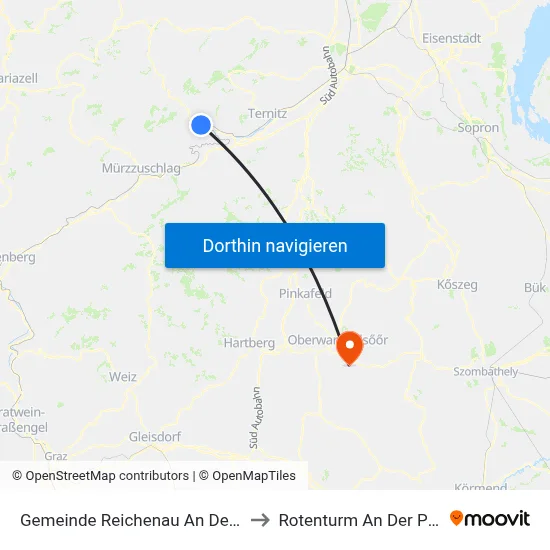 Gemeinde Reichenau An Der Rax to Rotenturm An Der Pinka map