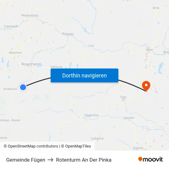 Gemeinde Fügen to Rotenturm An Der Pinka map