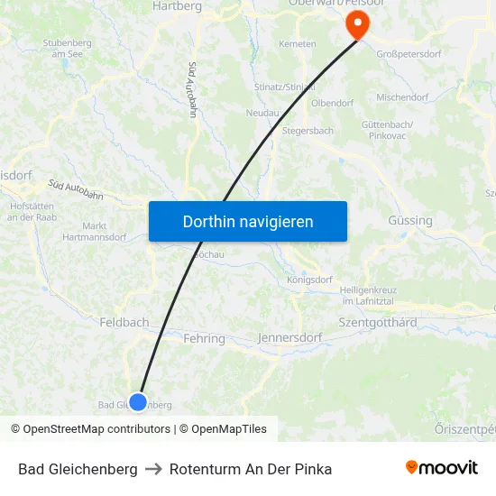 Bad Gleichenberg to Rotenturm An Der Pinka map