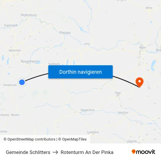 Gemeinde Schlitters to Rotenturm An Der Pinka map