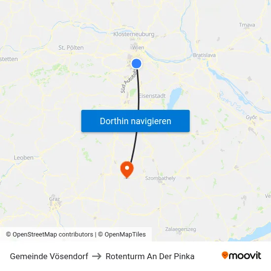 Gemeinde Vösendorf to Rotenturm An Der Pinka map