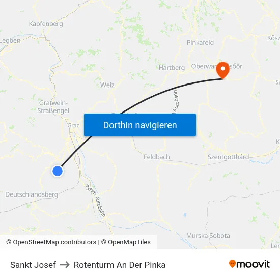 Sankt Josef to Rotenturm An Der Pinka map