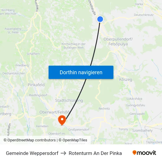 Gemeinde Weppersdorf to Rotenturm An Der Pinka map