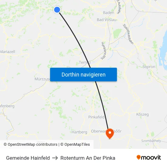 Gemeinde Hainfeld to Rotenturm An Der Pinka map