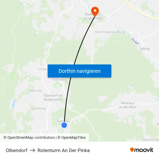 Olbendorf to Rotenturm An Der Pinka map