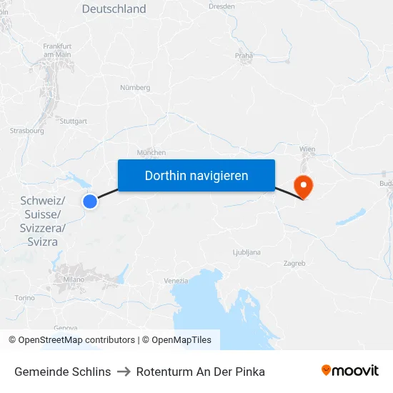Gemeinde Schlins to Rotenturm An Der Pinka map
