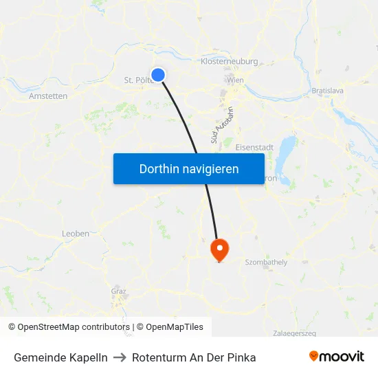 Gemeinde Kapelln to Rotenturm An Der Pinka map