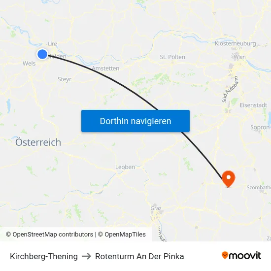 Kirchberg-Thening to Rotenturm An Der Pinka map