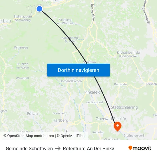 Gemeinde Schottwien to Rotenturm An Der Pinka map