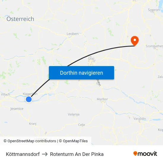Köttmannsdorf to Rotenturm An Der Pinka map