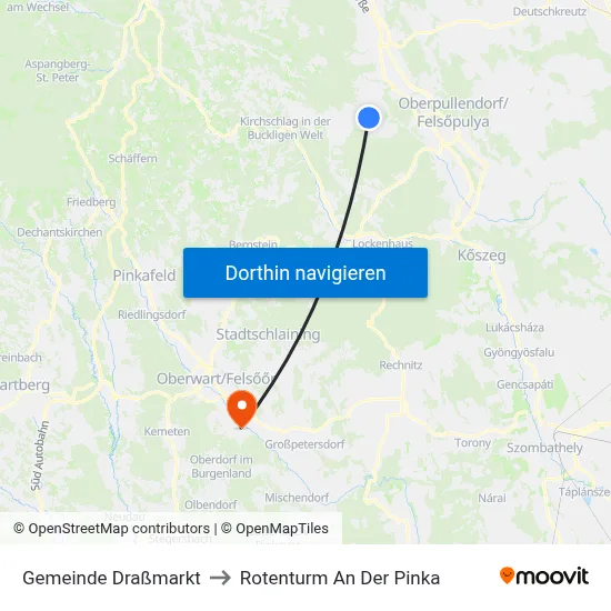 Gemeinde Draßmarkt to Rotenturm An Der Pinka map