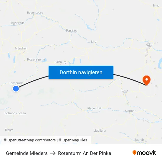 Gemeinde Mieders to Rotenturm An Der Pinka map