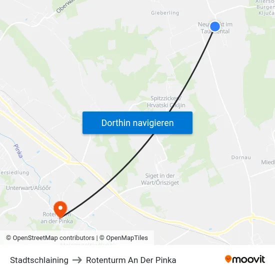 Stadtschlaining to Rotenturm An Der Pinka map