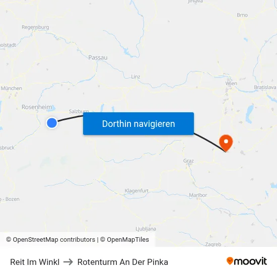 Reit Im Winkl to Rotenturm An Der Pinka map