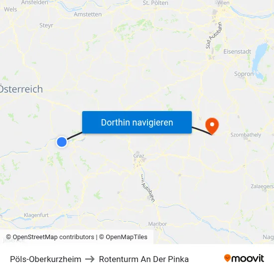 Pöls-Oberkurzheim to Rotenturm An Der Pinka map