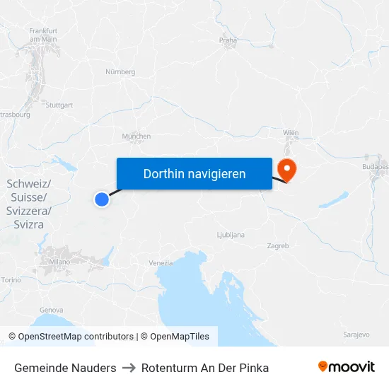 Gemeinde Nauders to Rotenturm An Der Pinka map