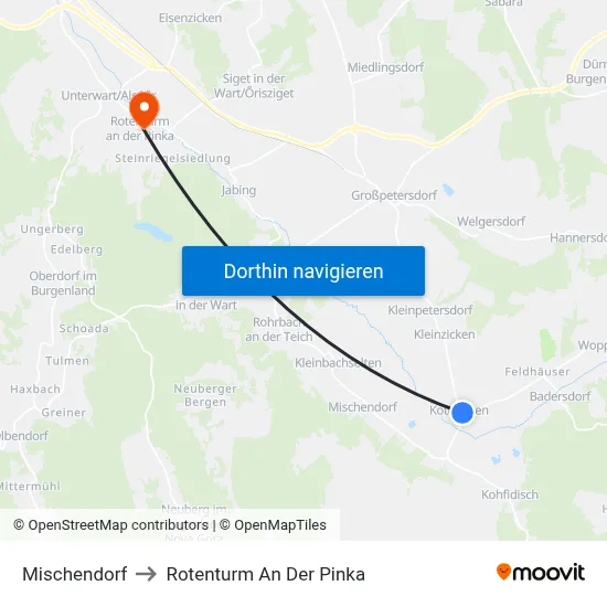 Mischendorf to Rotenturm An Der Pinka map