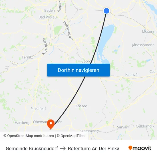Gemeinde Bruckneudorf to Rotenturm An Der Pinka map