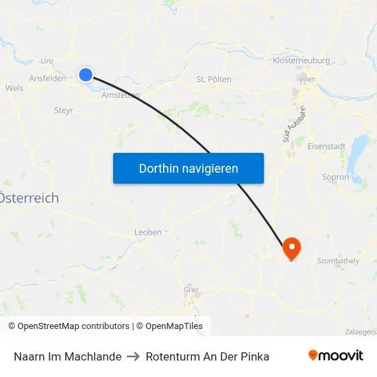 Naarn Im Machlande to Rotenturm An Der Pinka map