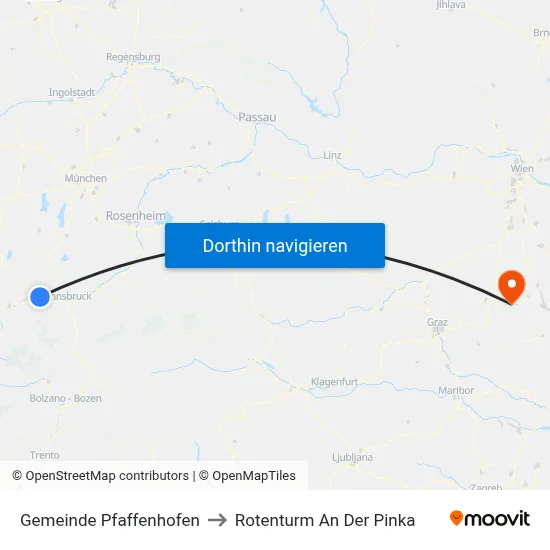 Gemeinde Pfaffenhofen to Rotenturm An Der Pinka map