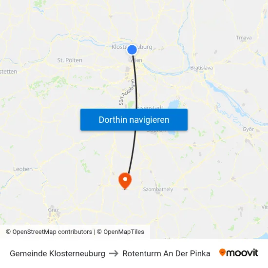 Gemeinde Klosterneuburg to Rotenturm An Der Pinka map