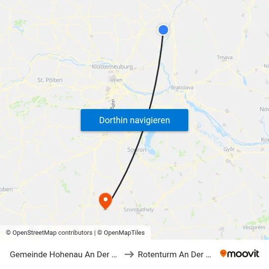 Gemeinde Hohenau An Der March to Rotenturm An Der Pinka map