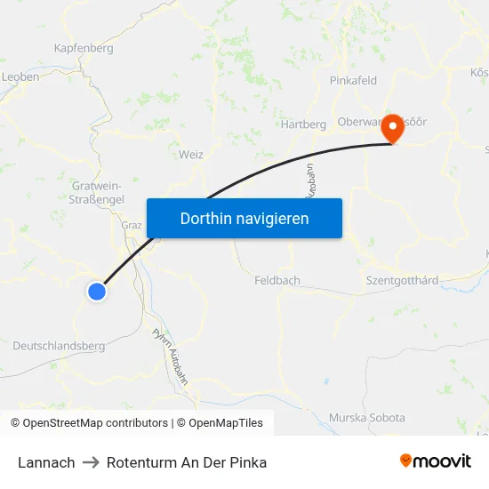 Lannach to Rotenturm An Der Pinka map