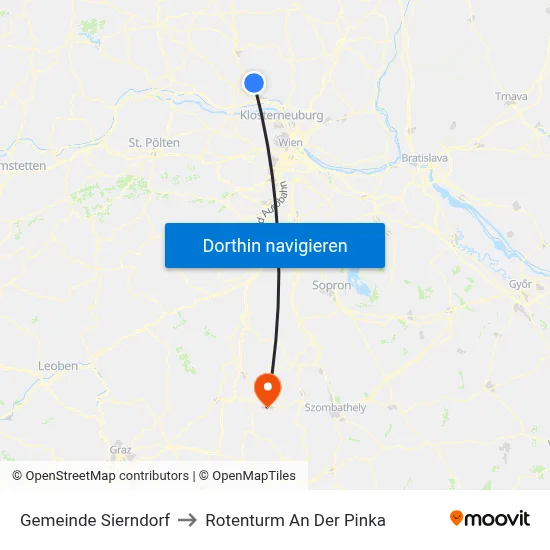 Gemeinde Sierndorf to Rotenturm An Der Pinka map