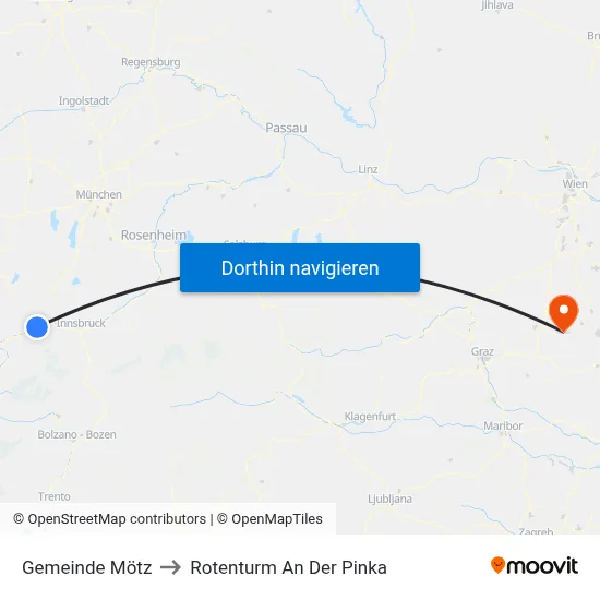 Gemeinde Mötz to Rotenturm An Der Pinka map